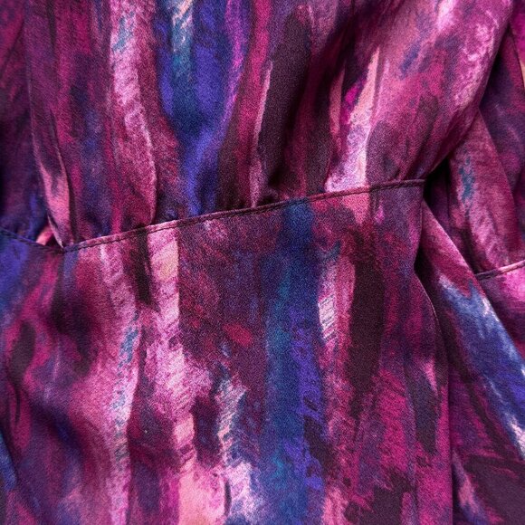 LOGO by Lori Goldstein® Button Front Tunic Stretch Woven Crepe Purple Blue 3X - Picture 3 of 7